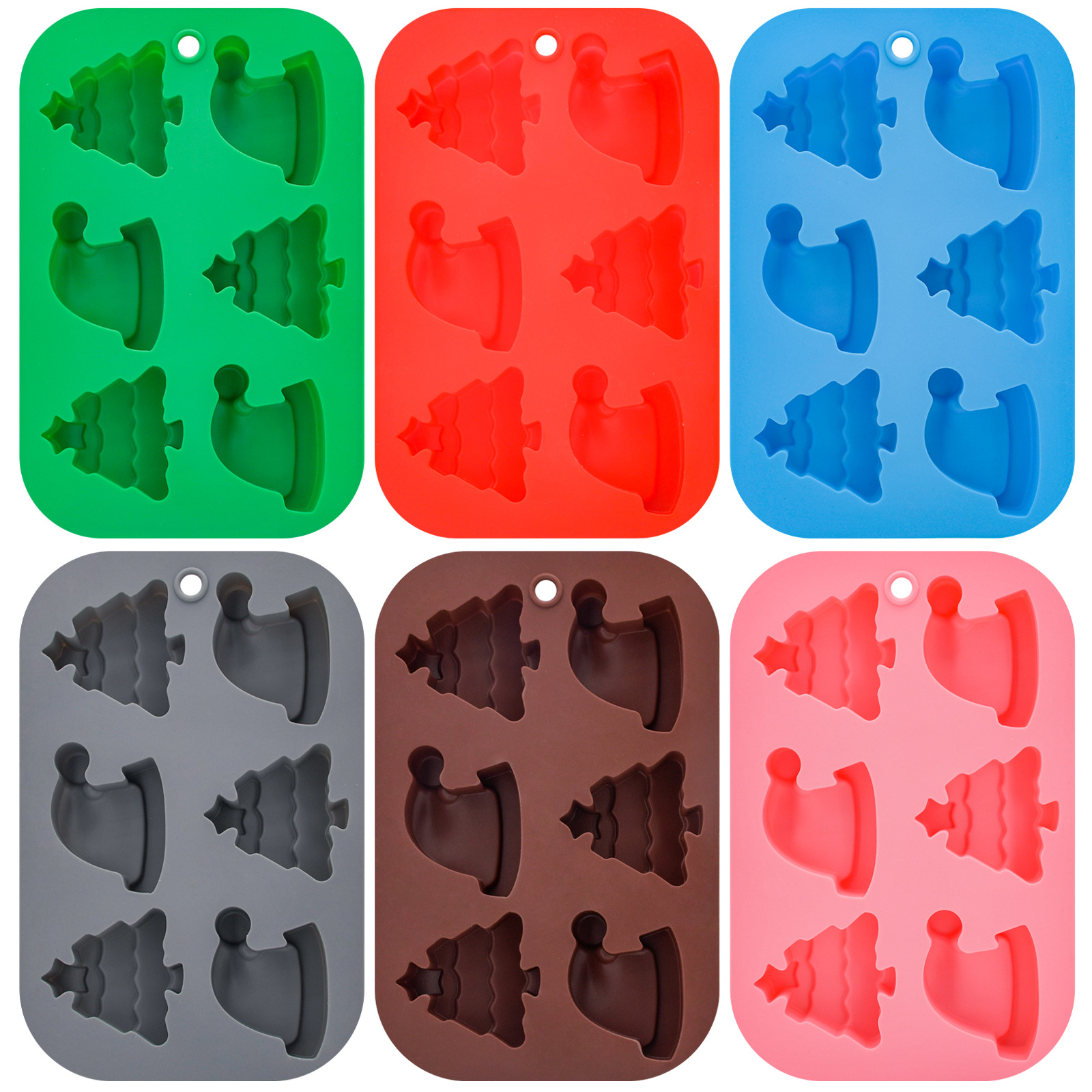 DIY Christmas tree shape baking mold Christmas hat style mold silicone 6-piece cake mold chocolate mold (3)