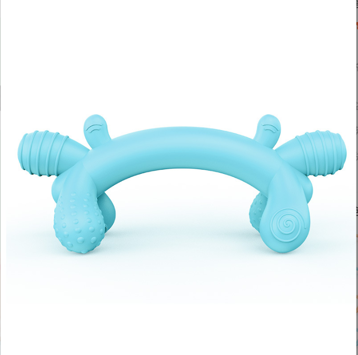 Crab Teether Customized Food-Grade Silicone Baby Teething Stick with Anti-Drop Chain